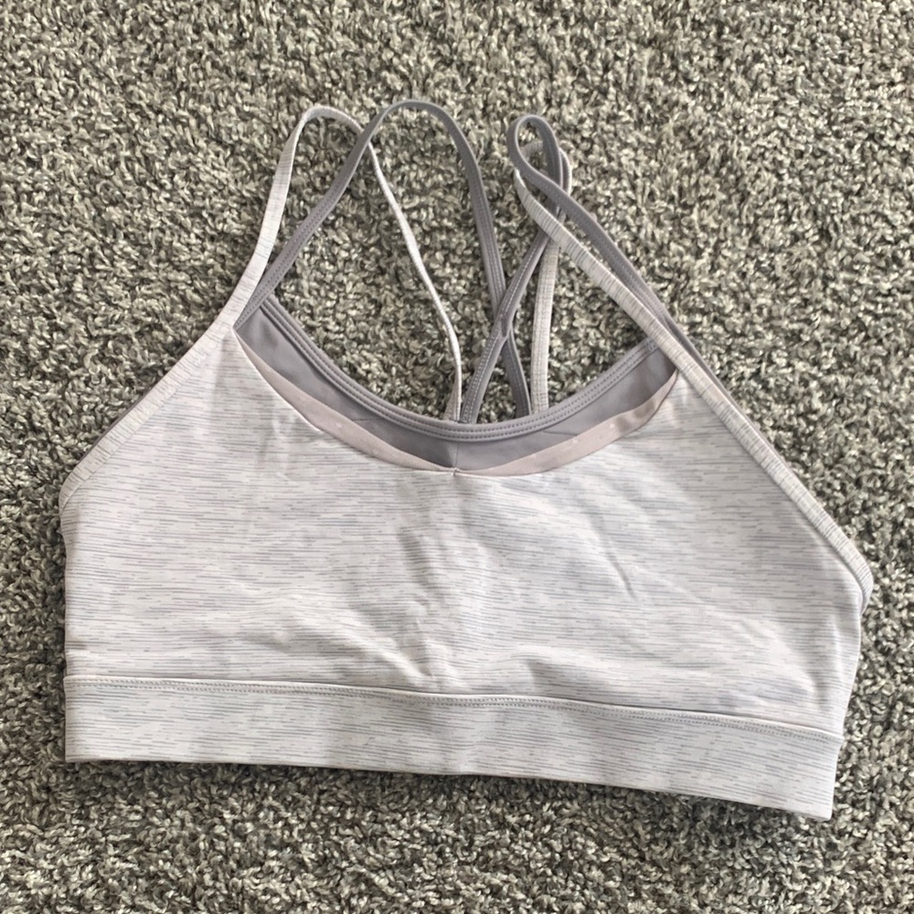 Light Gray Sports Bra with Strappy Back